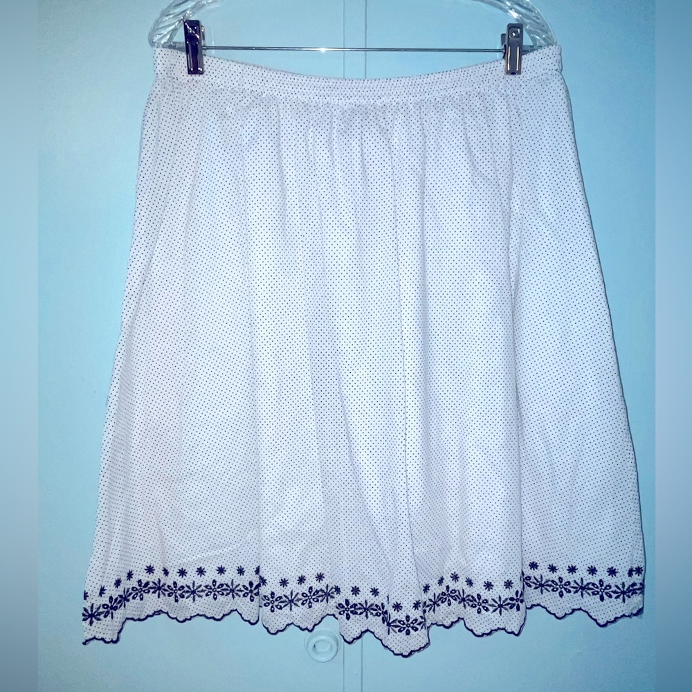 Sag‎ Harbor Skirt Size XL White Black polka Dots Trim